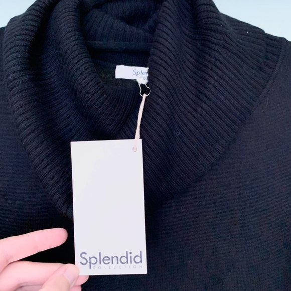 SPLENDID Black Cowl Neck Sweater Dress - Size M - Picture 7 of 11